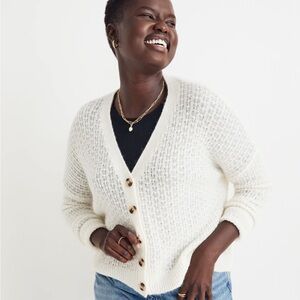 Madewell Mayfair Sweater Cardigan in Antique Cream